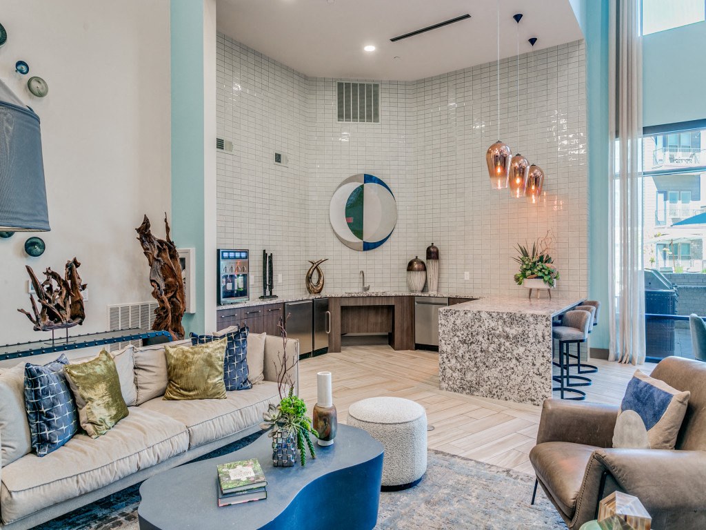 Resident lounge with demonstration kitchen